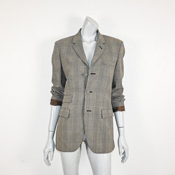Jean Paul Gaultier Classique Paris Blazer jacket Grey glen plaid wool sz 10 - Picture 1 of 12